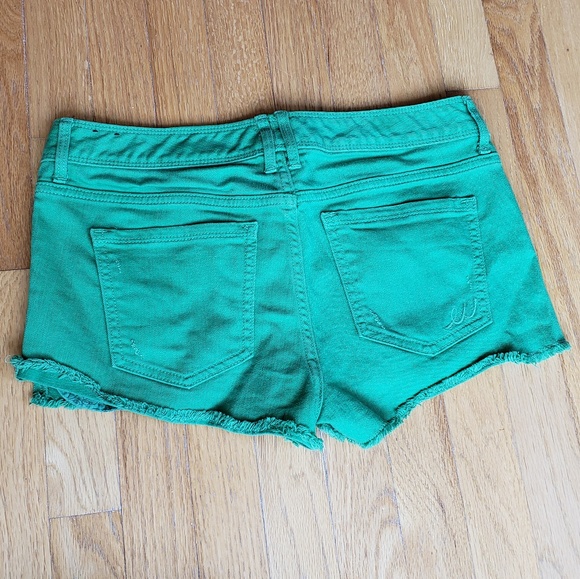 Express Green Cutoff Shorts - Picture 2 of 5